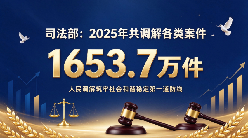 司法部：2025年共调解各类案件1653.7万件